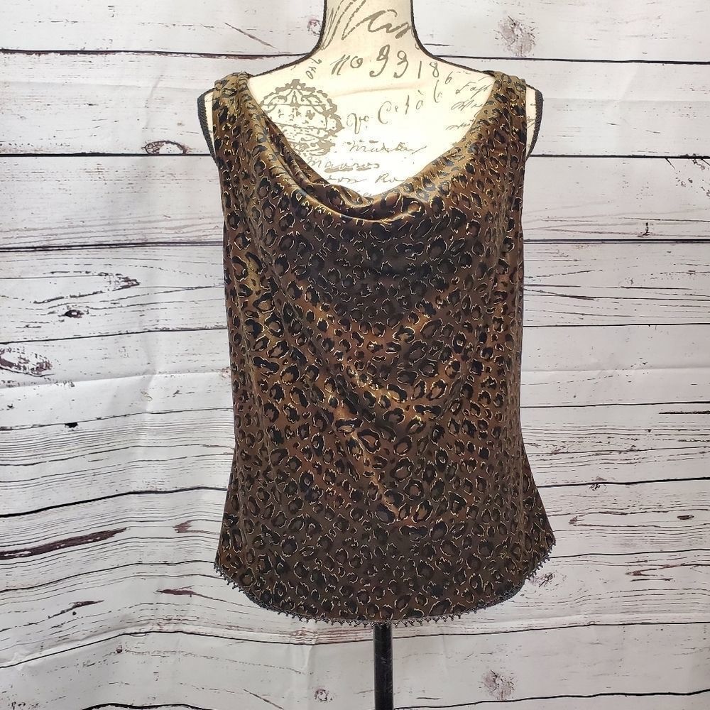 La Nuit Animal Print Stretch Velvet Sleeveless Top, Size 12